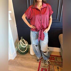 Hutch from Anthropologie Striped Button-Up Tie-Front Blouse